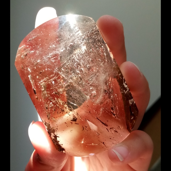 HUGE Enhydro Smoky Quartz Crystal w/ 🌈s, Polished (see video) - Picture 6 of 8